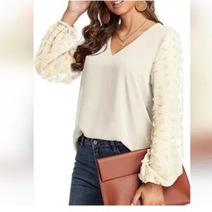 Swiss Dot‎ Top cream top size large
